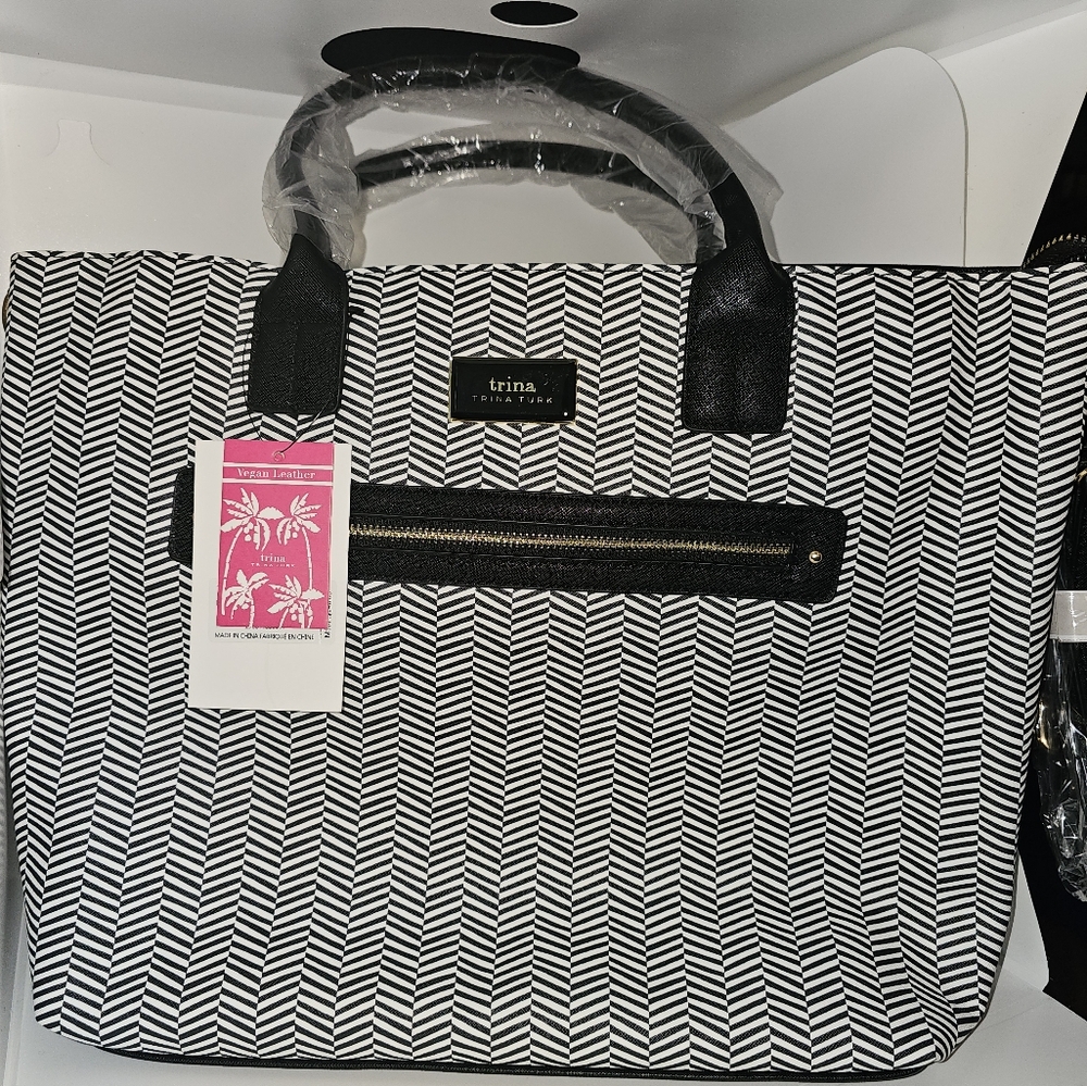 Trina Tirk Black and White Tote Bag NWTs